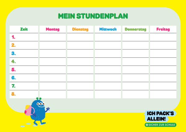 Stundenplan "Sicher zur Schule"